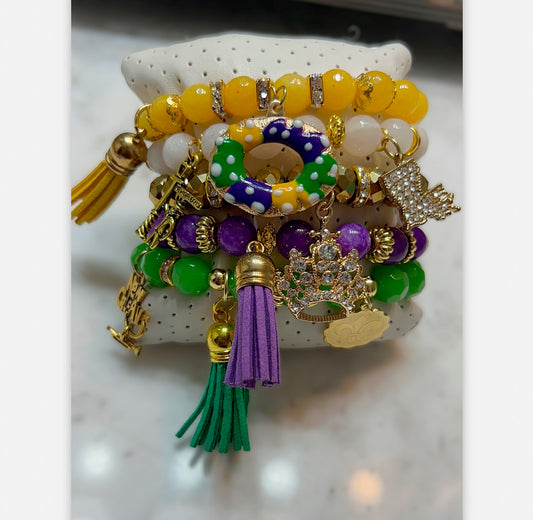 Mardi Gras Theme Bracelet Set